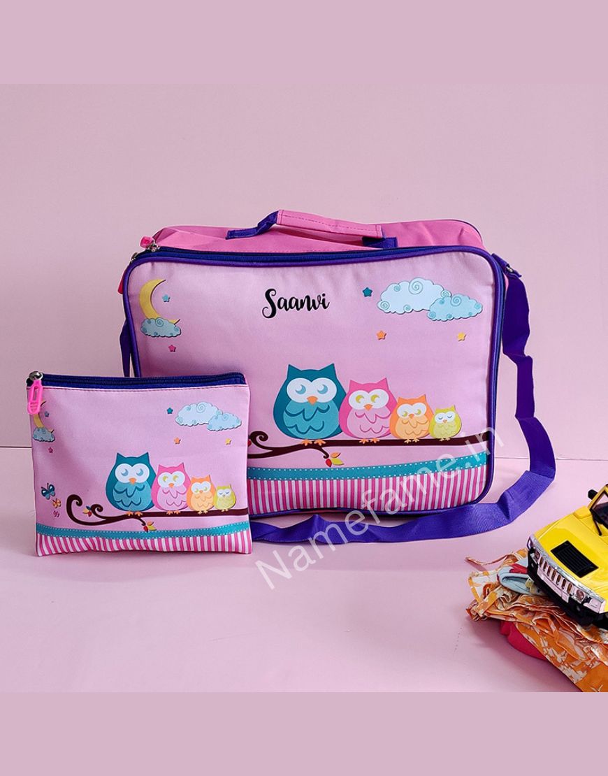 Overnight bag with pouch owl
