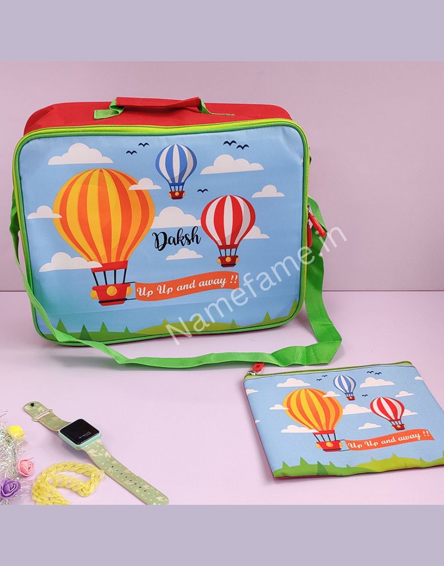 Overnight bag with pouch hot air balloon