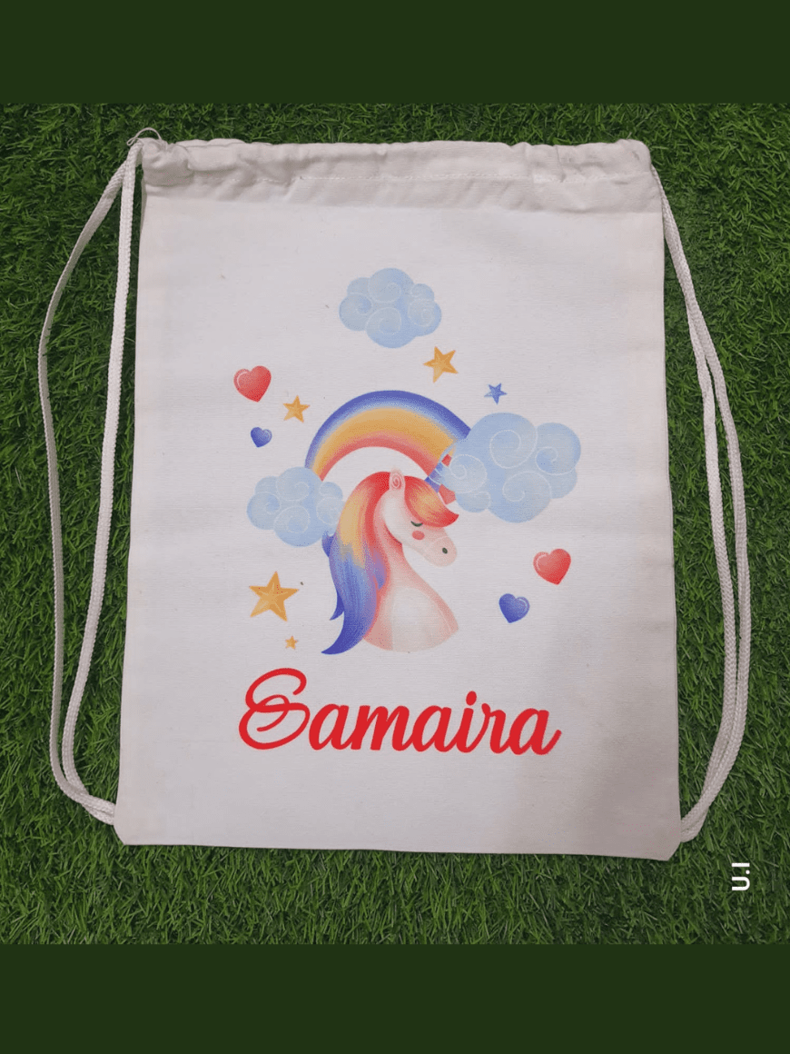 Personalized drawstring bag unicorn