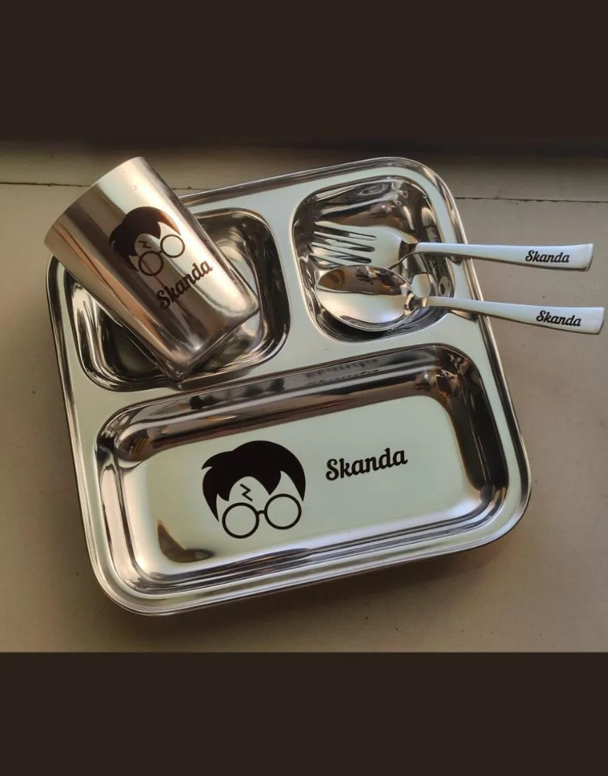 Personalized Stainless Steel Plate Set for Kids