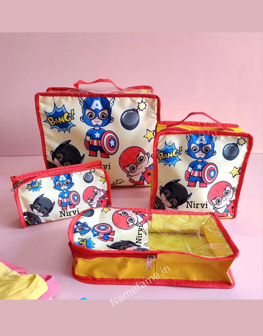 Personalized Travel Pouch Combo Bags For kids – Super Hero